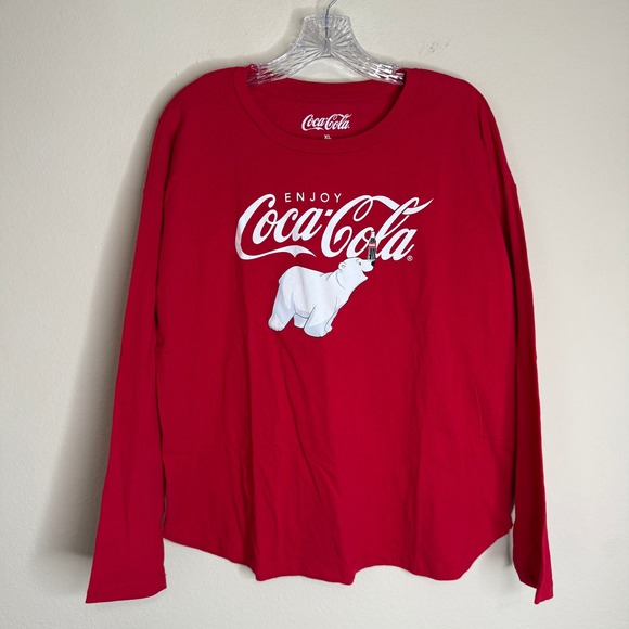Coca-Cola Other - Coca-Cola Shirt Unisex XL Red Polar Bear Long Sleeve Graphic Tee Cotton Logo
